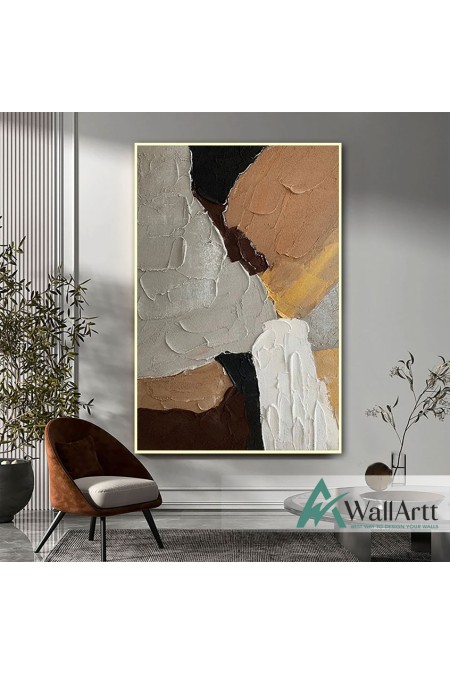 Tones of Brown Abstract 3d Heavy Textured Partial Oil Painting